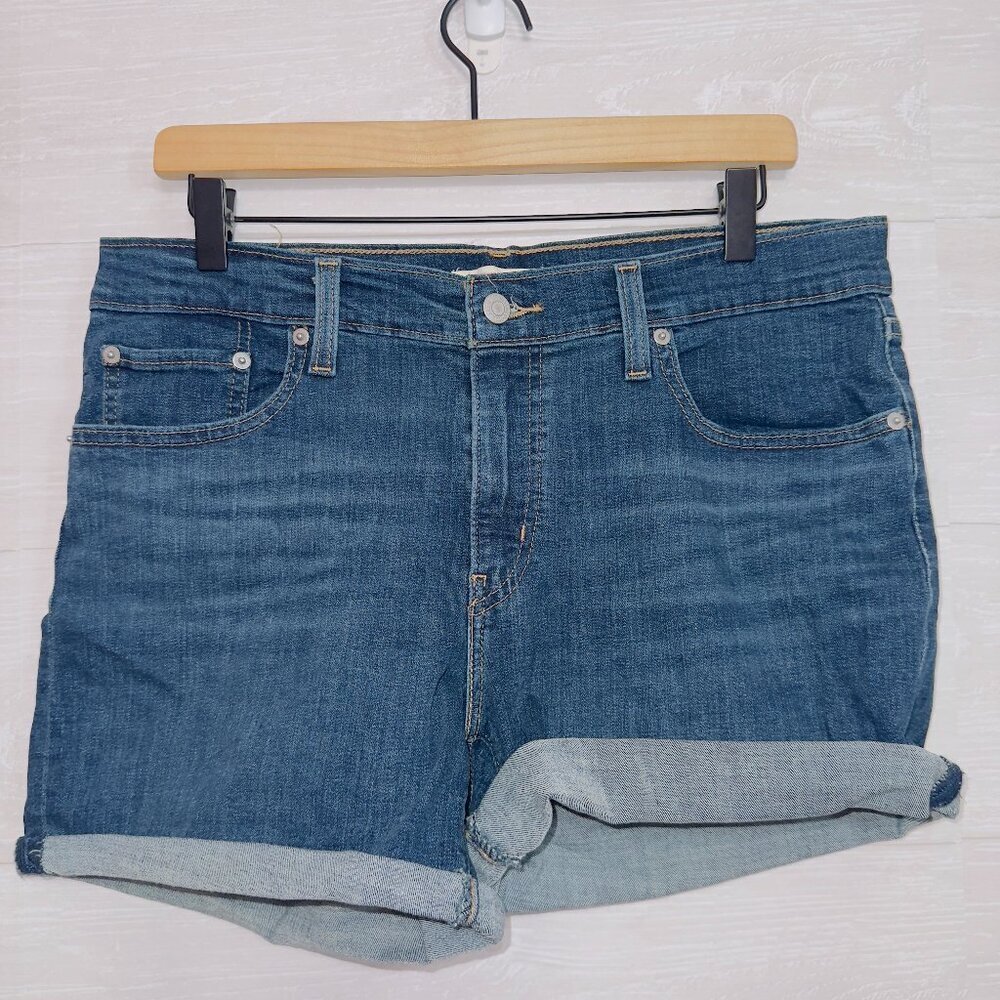 Levi's Medium Blue Rolled Hem Denim Shorts